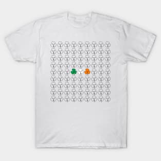 St Patricks Day Shamrock Pattern with Green White Orange T-Shirt